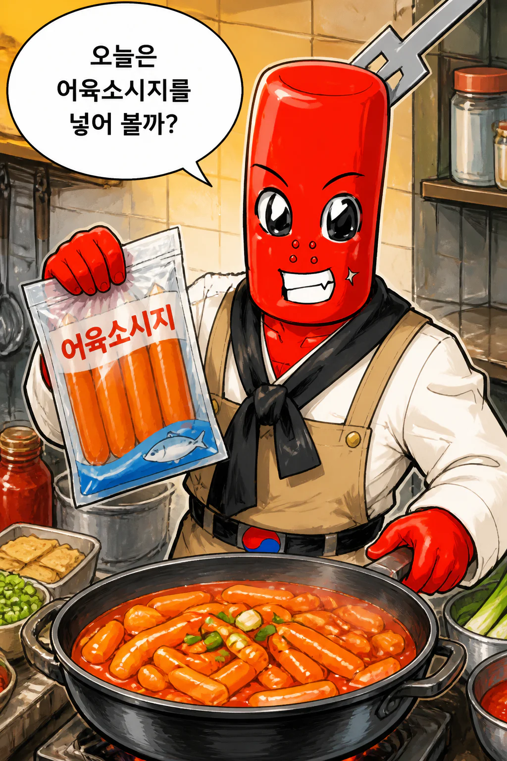 떡볶이군 떡볶이에 어육소시지를 추가하다