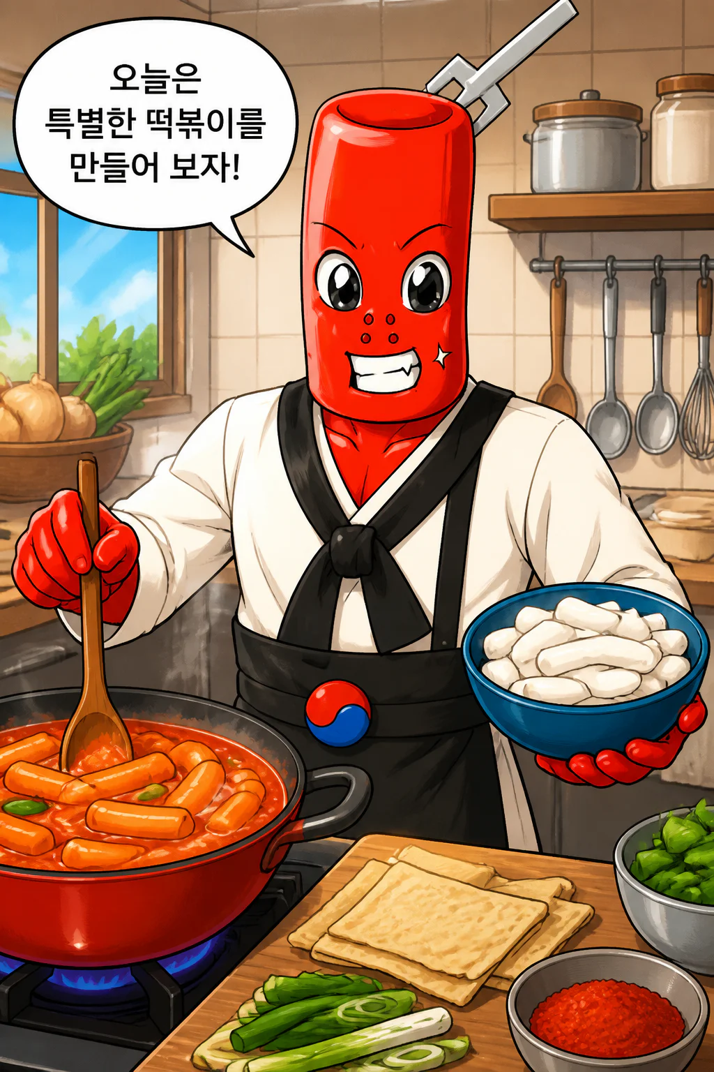 떡볶이군 마라 소스를 이용한 떡볶이를 만들다