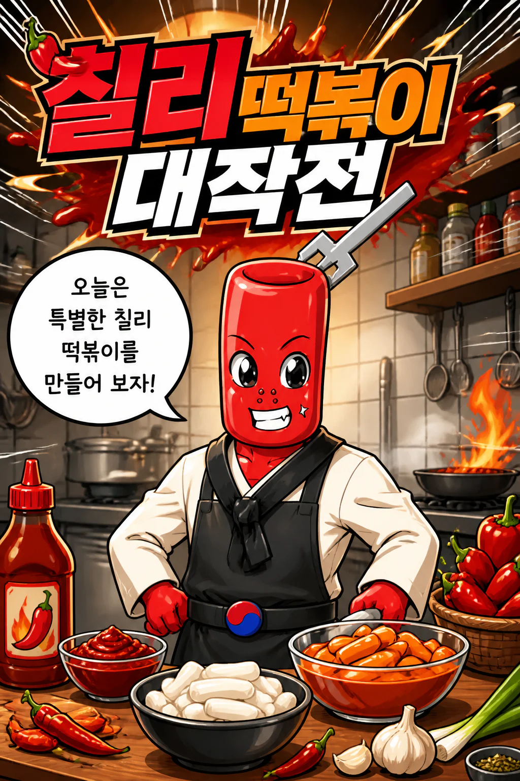 떡볶이군 칠리 떡볶이를 만들다