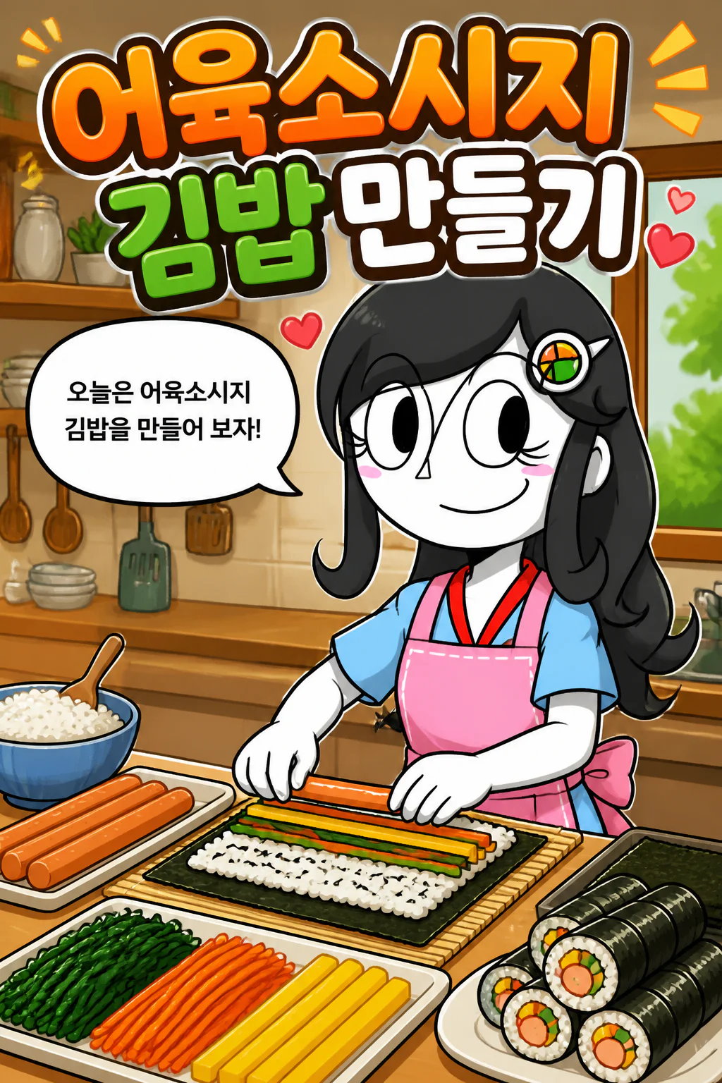 김밥소녀 어육소시지가 들어간 김밥을 만들다