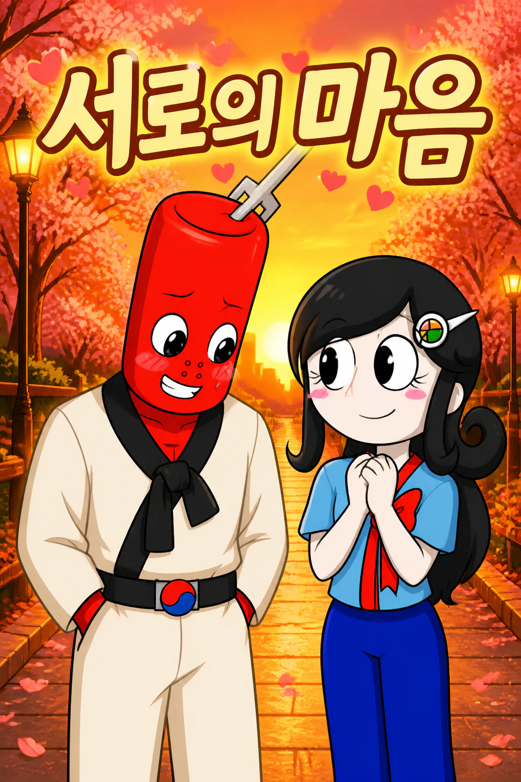 떡볶이군과 김밥소녀 연인은 아니지만 얼굴을 붉히며 서로 좋아한다고 고백하다