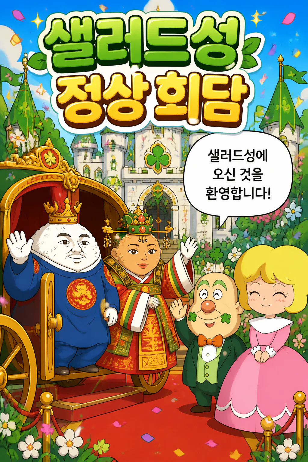 대왕 부부 샐러드성에 방문하여 샐러드성 왕실과 정상 회담을 하다