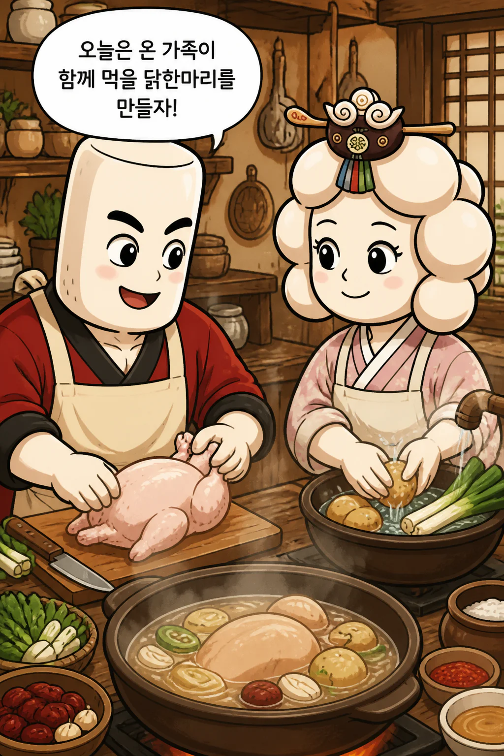 떡볶이군의 부모님 닭한마리를 만들다