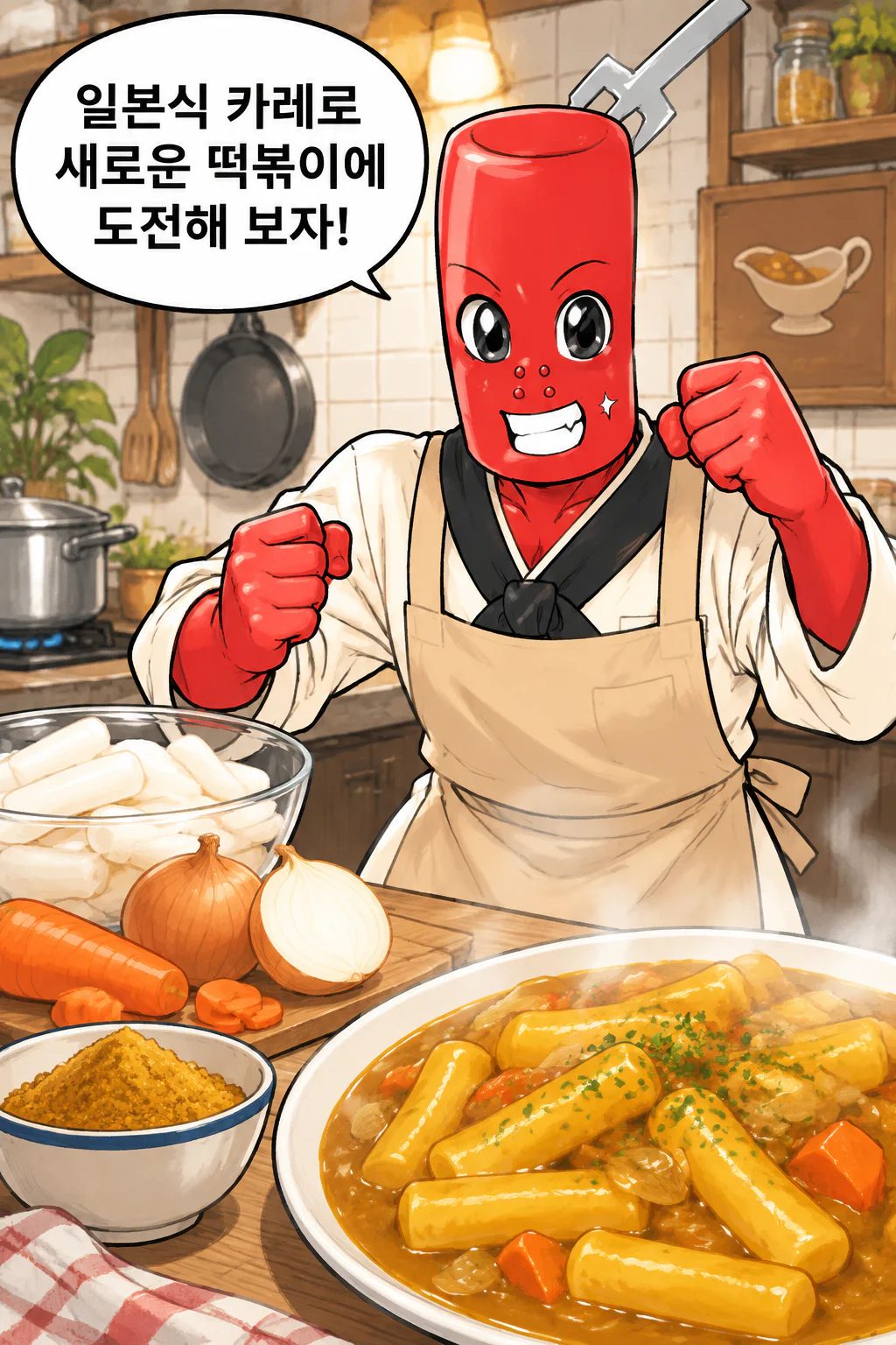 떡볶이군 일본식 카레를 이용한 떡볶이를 만들다