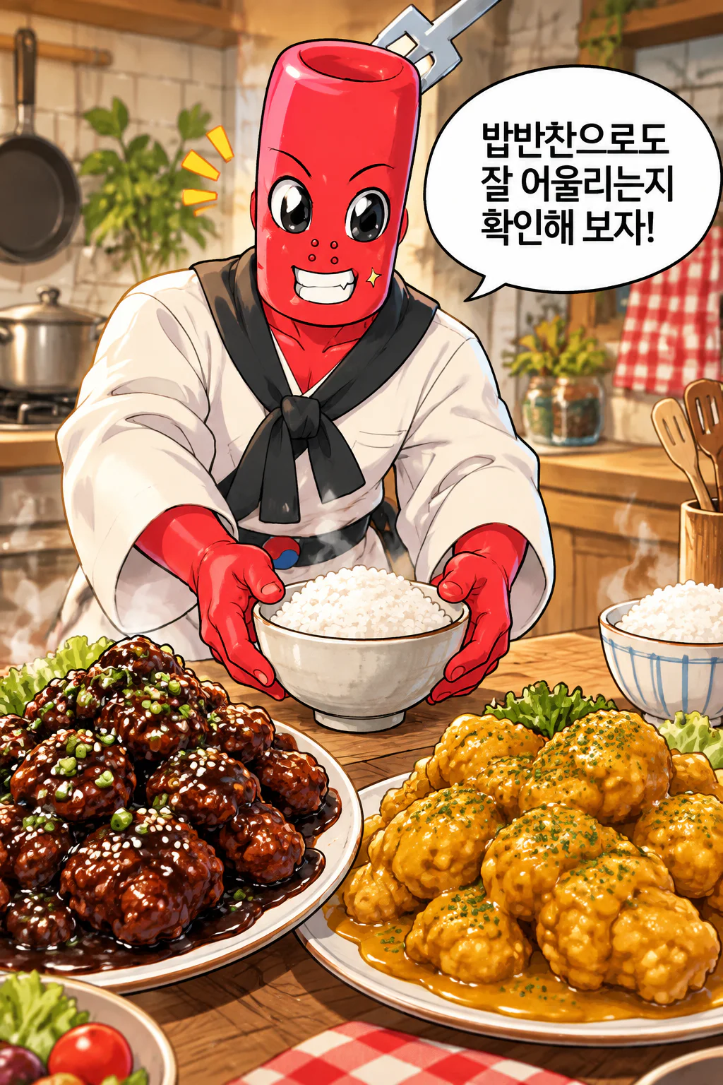 떡볶이군 밥반찬으로 먹을 수 있는 치킨 요리를 만들다
