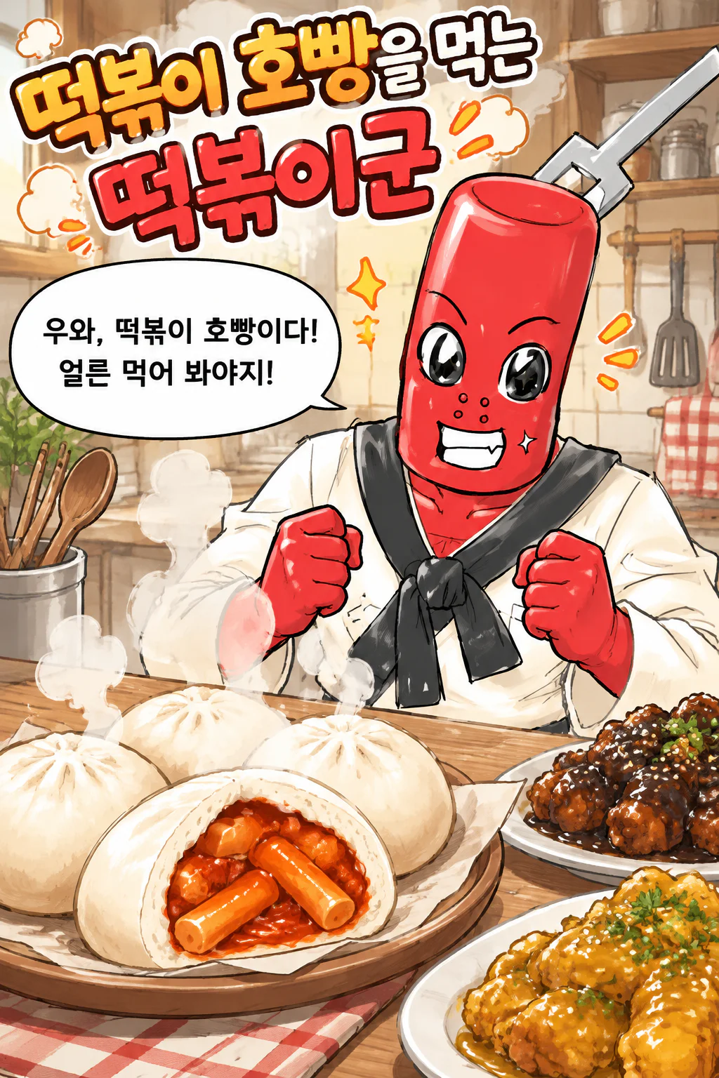 떡볶이 호빵을 먹는 떡볶이군