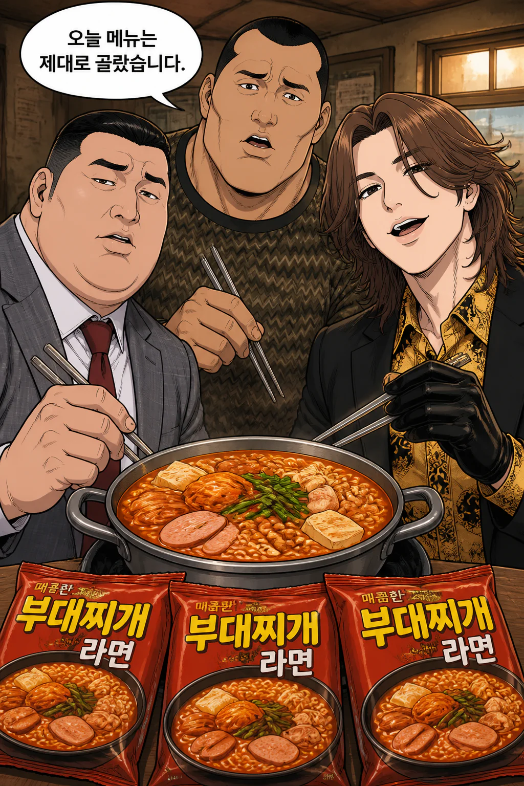 로열파 행동대장들의 부대찌개 봉지라면 먹방