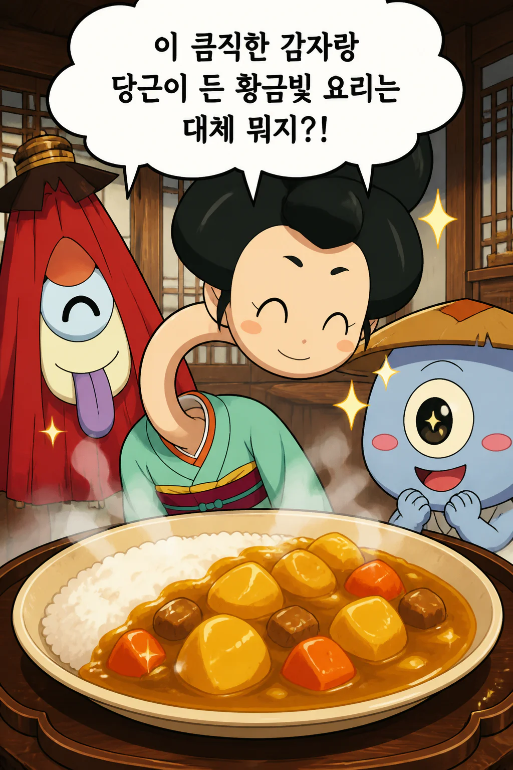 고전요괴 3인방 한국식 카레라이스를 먹다
