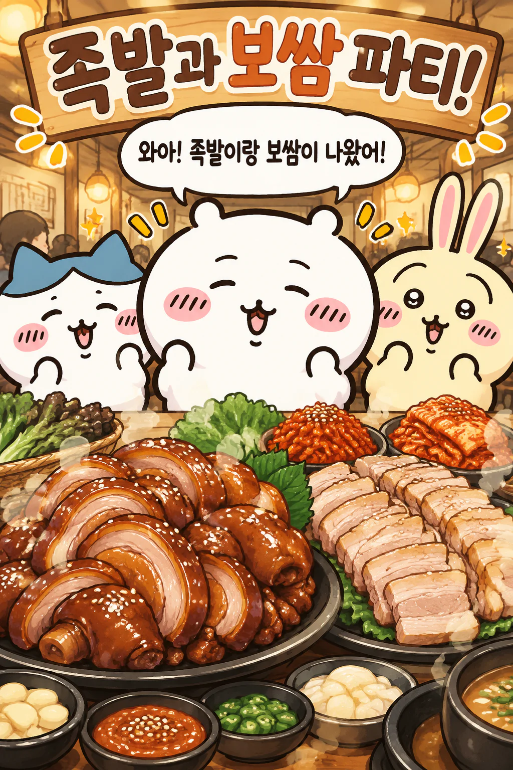 족발과 보쌈 그리고 음료수를 즐기다