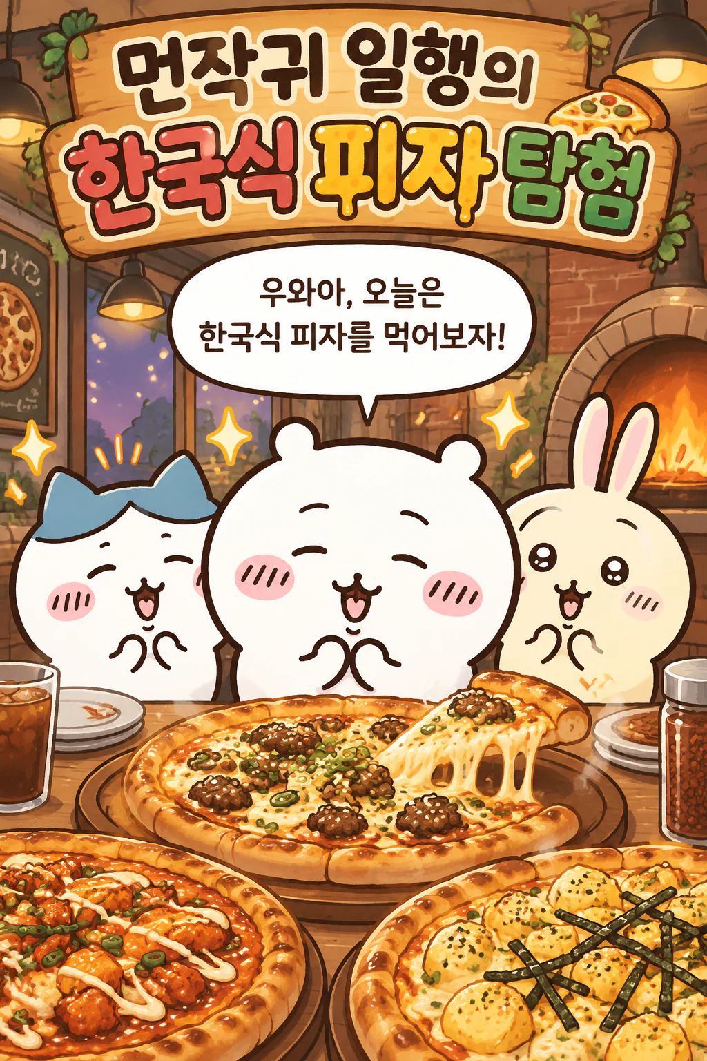 한국식 피자들을 먹다
