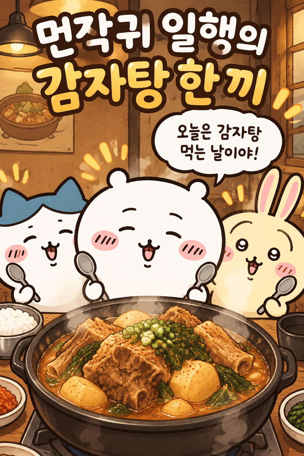 먼작귀 일행 감자탕을 먹다