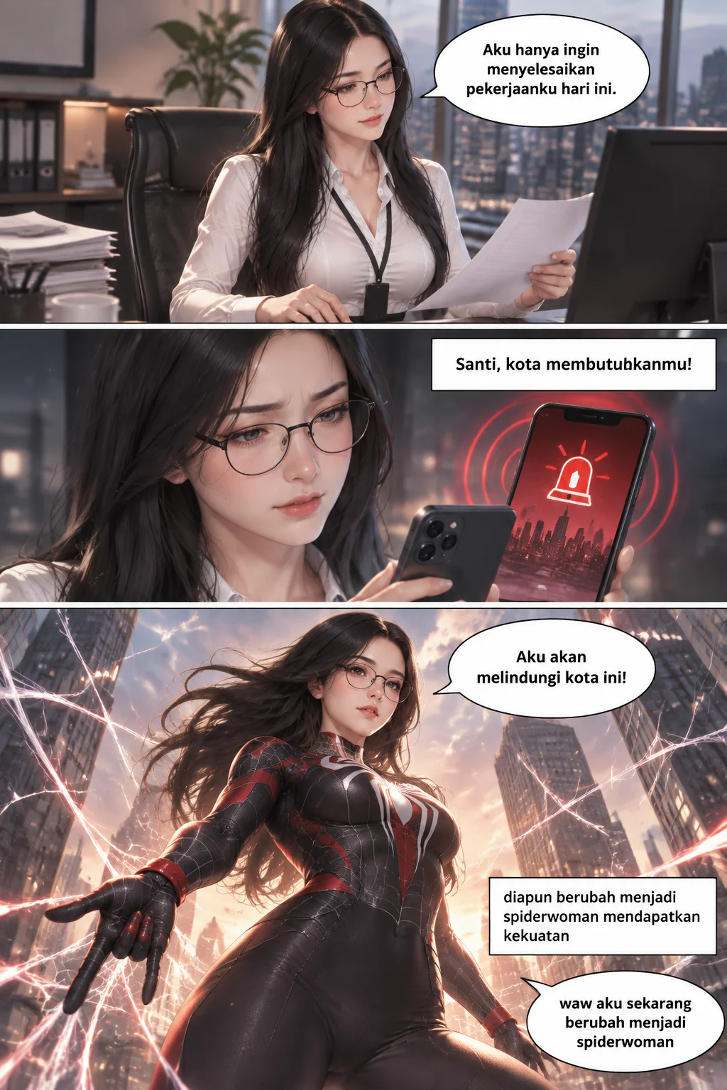 Superhero Ibu dan anak melindungi kota