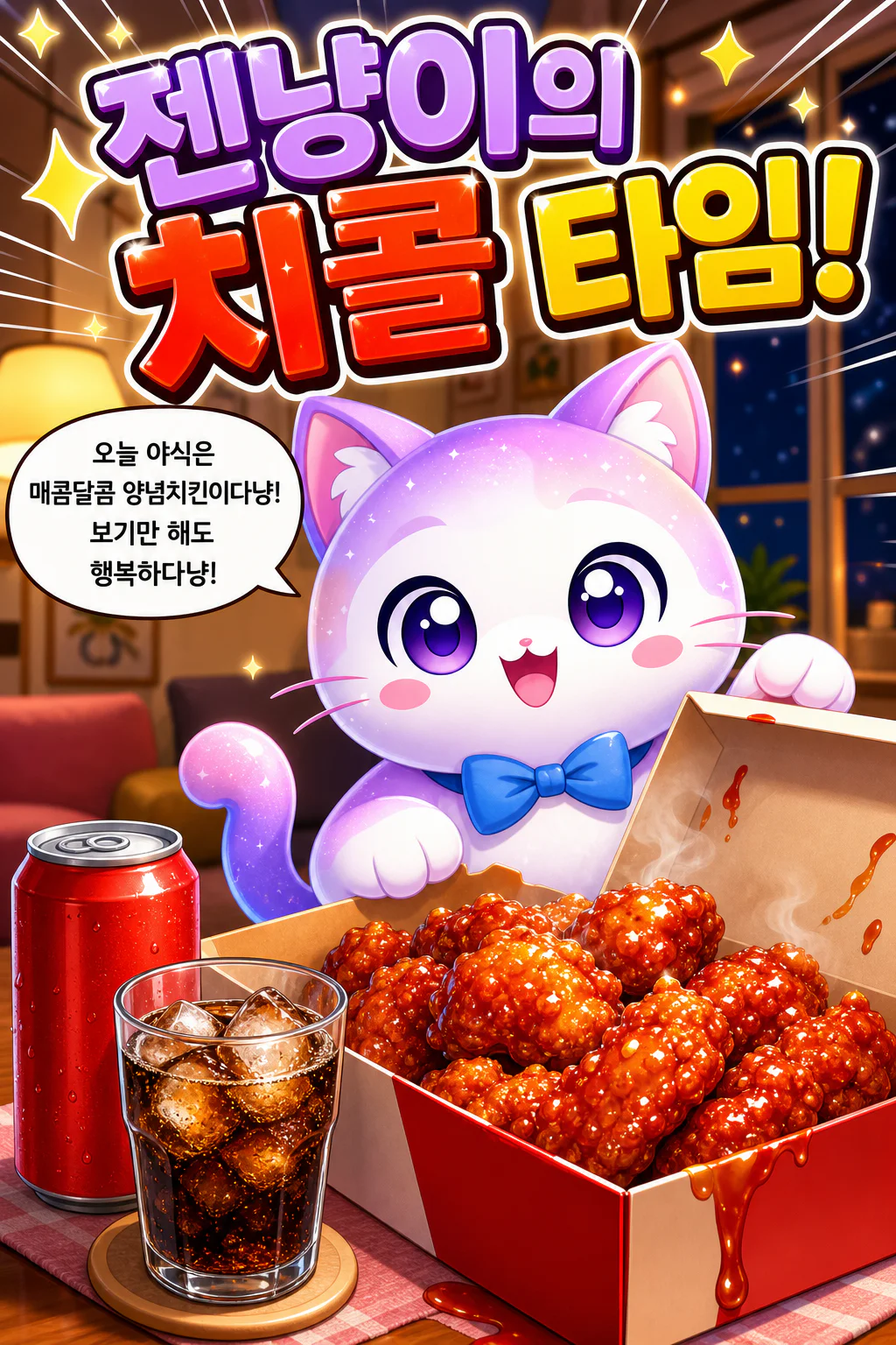젠냥이의 양념치킨 먹방