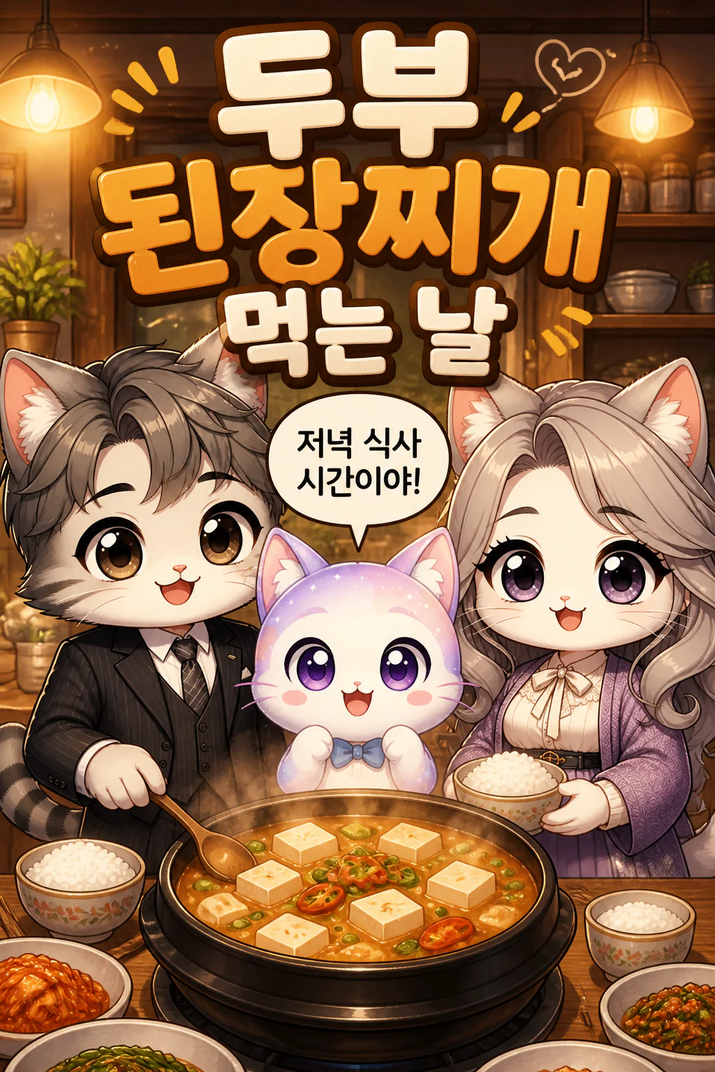 젠냥이 가족의 식사 두부 된장찌개