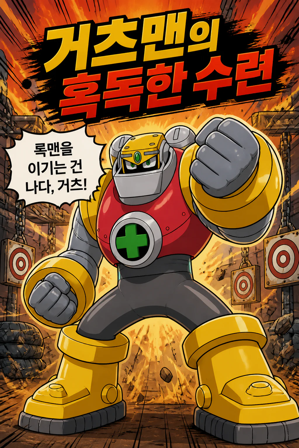 거츠맨 록맨과의 넷배틀에서 이기기 위해 혹독한 수련을 하다