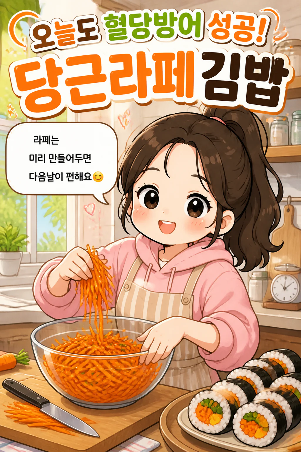 제목 🥕오늘도 혈당방어 성공! 당근라페 김밥🥢 1컷 당당 "어제