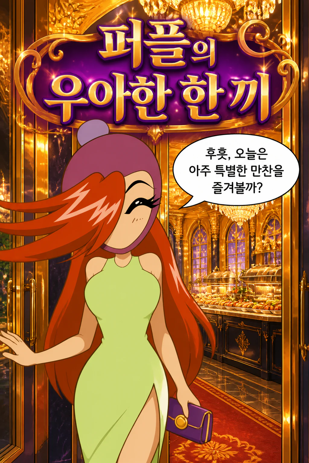 퍼플의 고급 뷔페 레스토랑에서의 한 끼