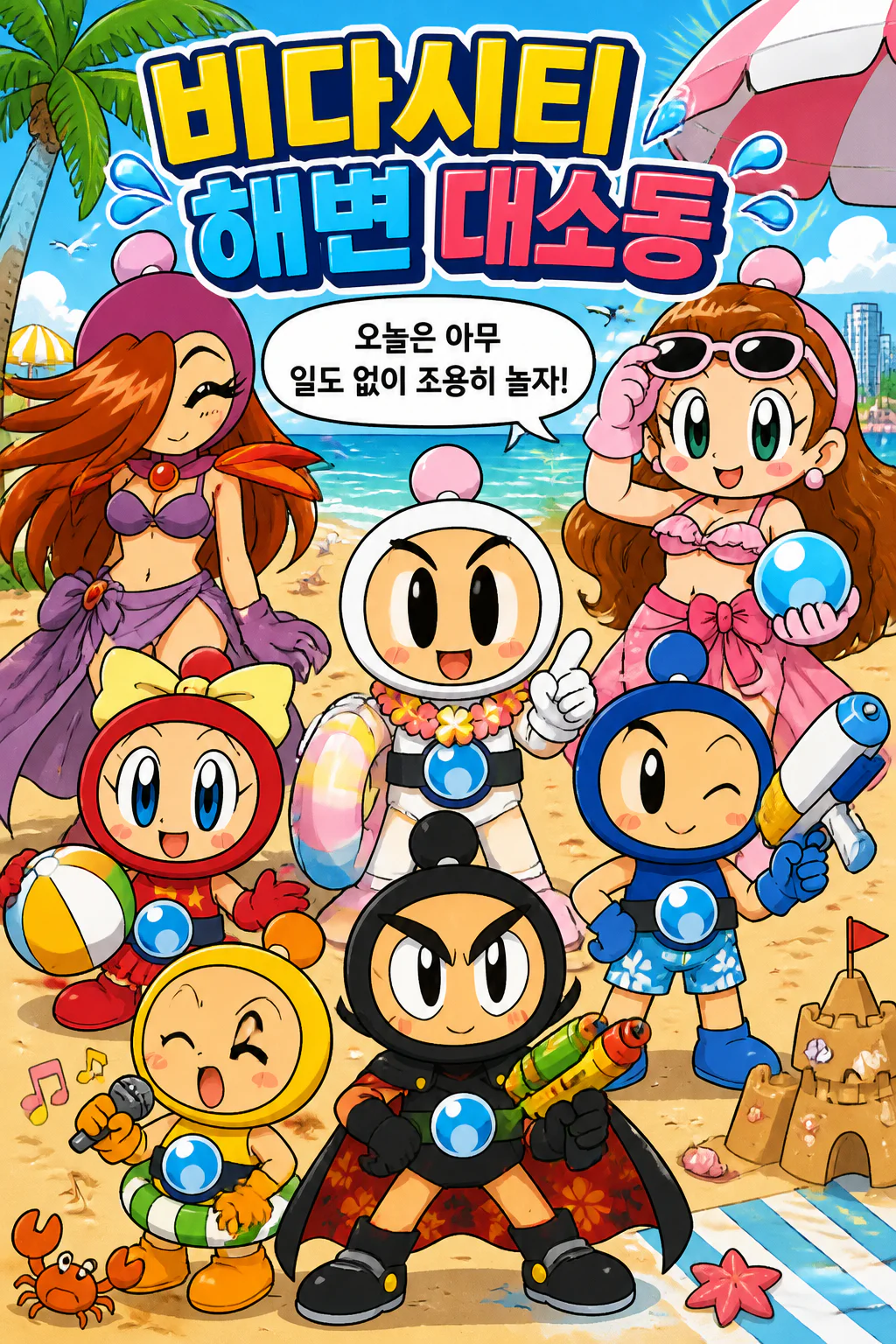 비다시티의 히어로들 퍼플과 핑크봉과 함께 해수욕장에서의 대소동