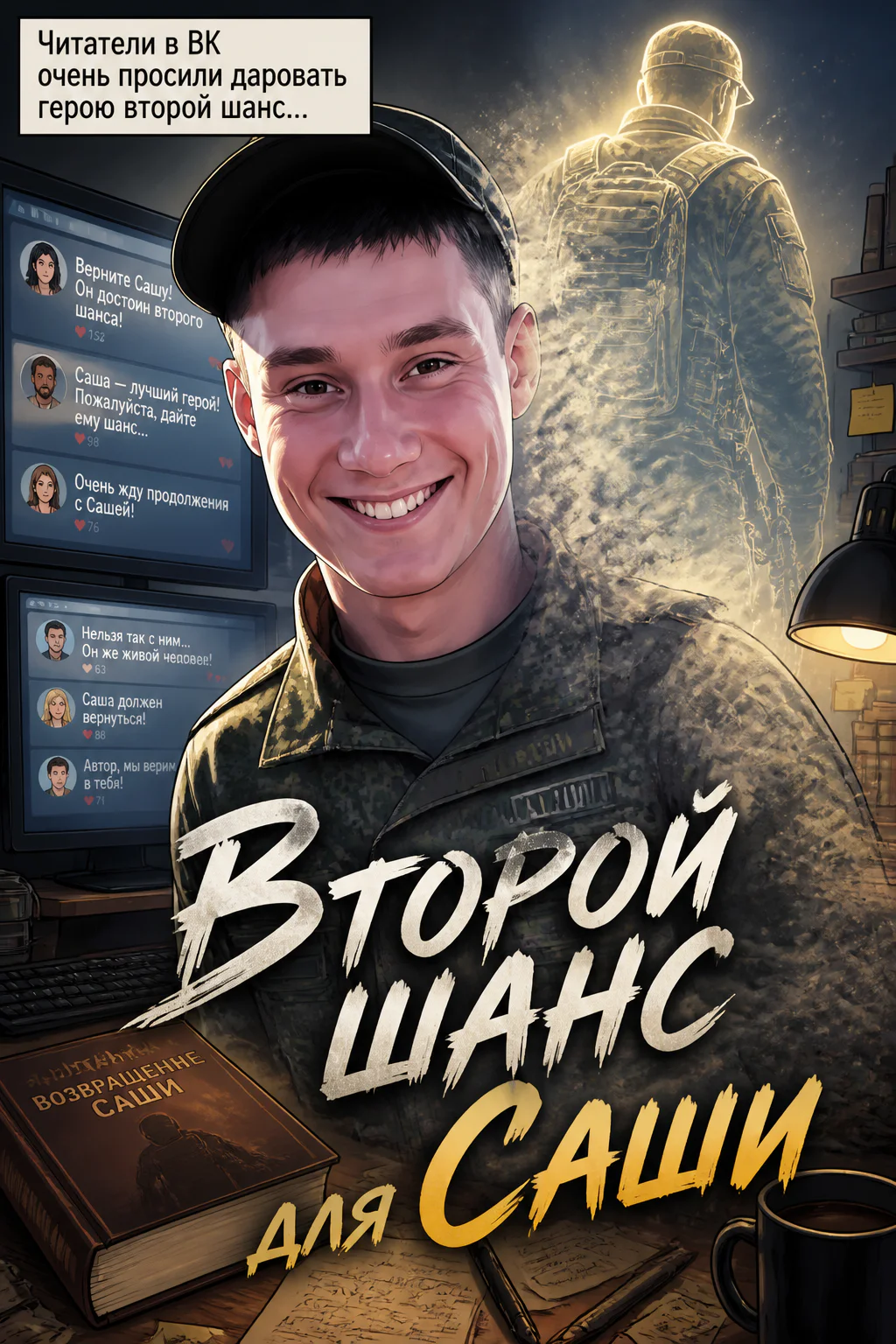 Нарисуй вебтун из 4 кадров, где мой заре