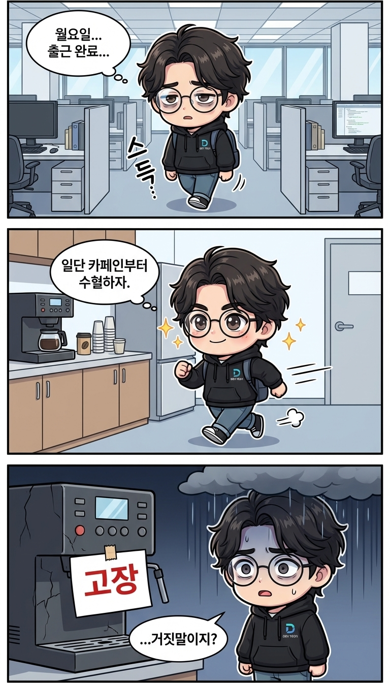 오늘 커피 머신 고장이 불러온 대참사