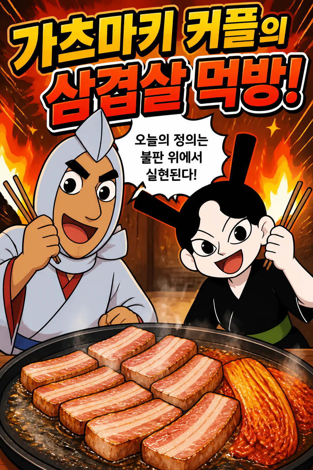 가츠마키 커플 삼겹살을 먹다