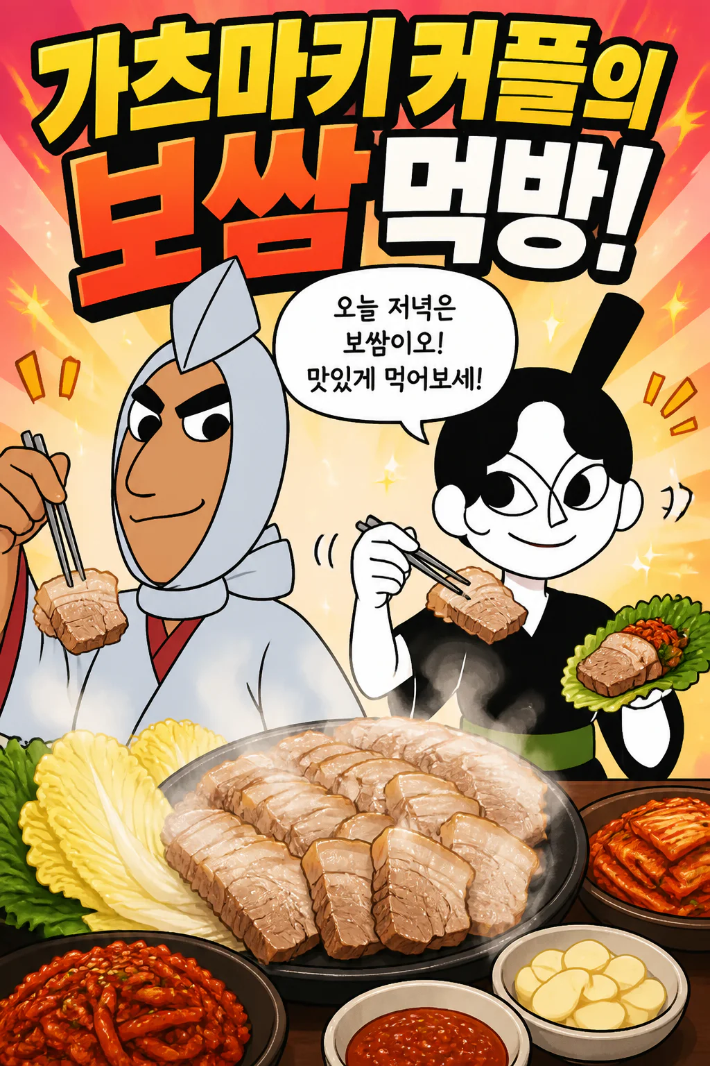 가츠마키 커플 보쌈을 먹다