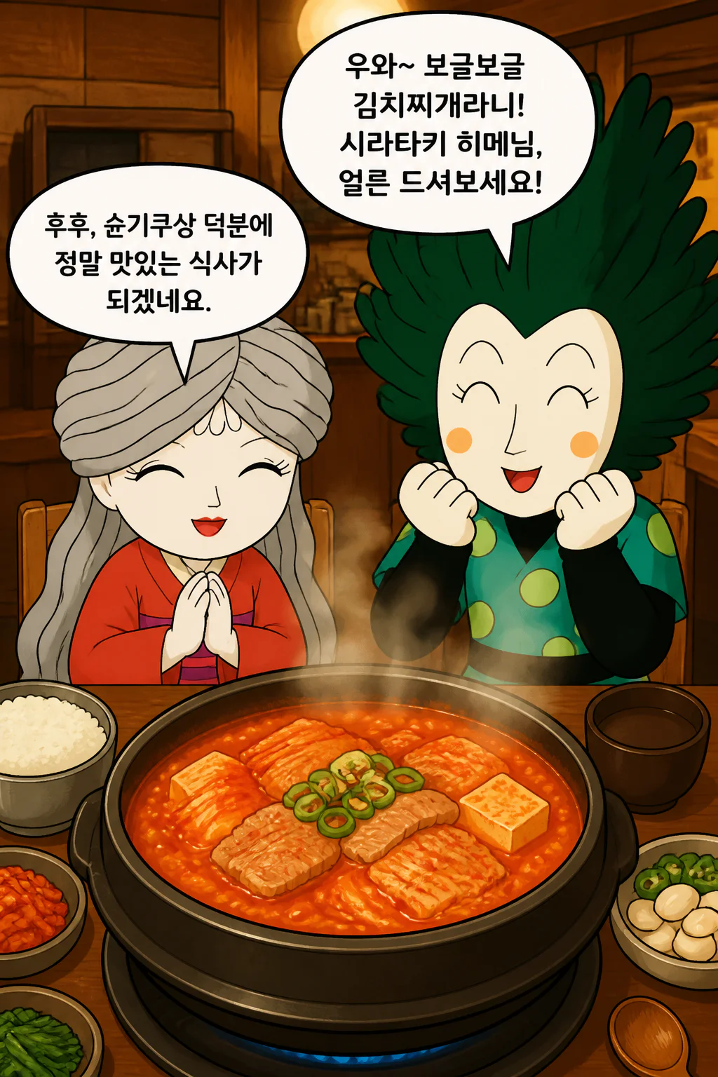 슌시라 김치찌개를 먹다