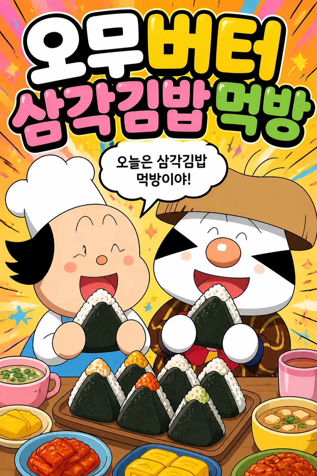오무버터의 한국식 삼각김밥 먹방